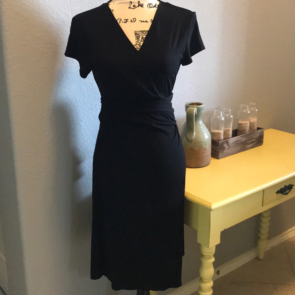 Max studio black wrap dress, size M